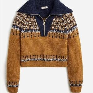 Brand New J. Crew Navy and Brown Patterned Sweater